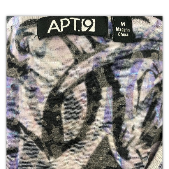 Apt. 9 Juniors Studded Butterfly Shirt Top M Multicolored 3/4 Sleeves V-Neck - Picture 9 of 9